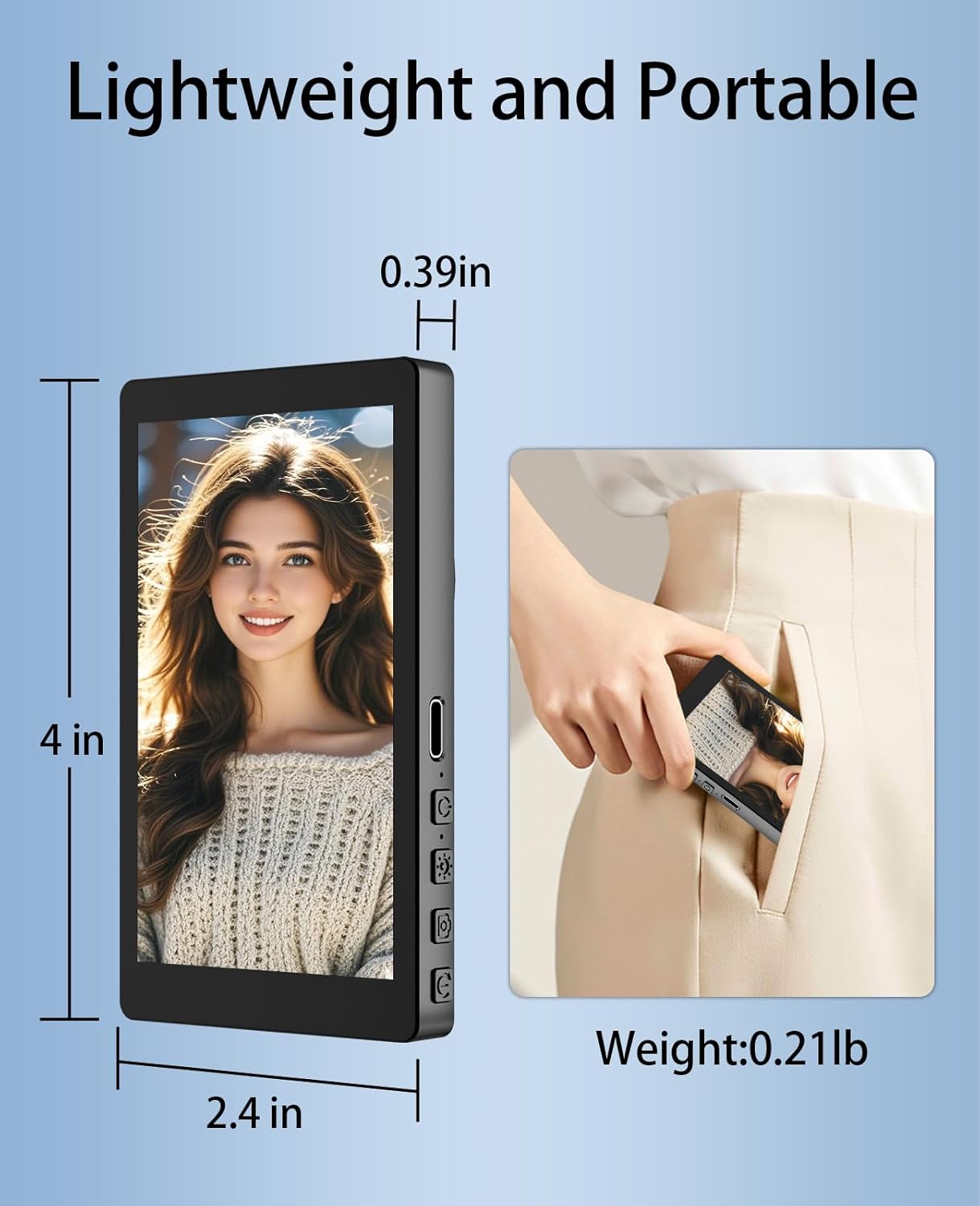2000mAh 3-Level 4K/30FPS FLATIC Selfie Monitor Screen for iPhone & Android, Back Camera Vlog Selfie Monitor