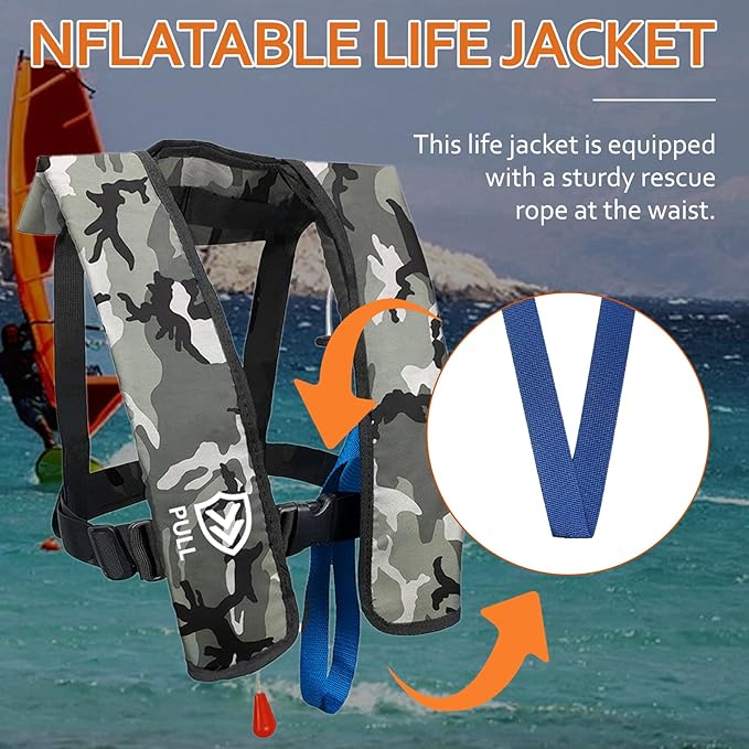Automatic/Manual Inflatable Life Jacket| Inflatable PFD Kayak Vest Adult| Life Vest for Adults| Outdoor Water Sports| Supports up to 330 lbs|33g of Carbon Dioxide Cylinder