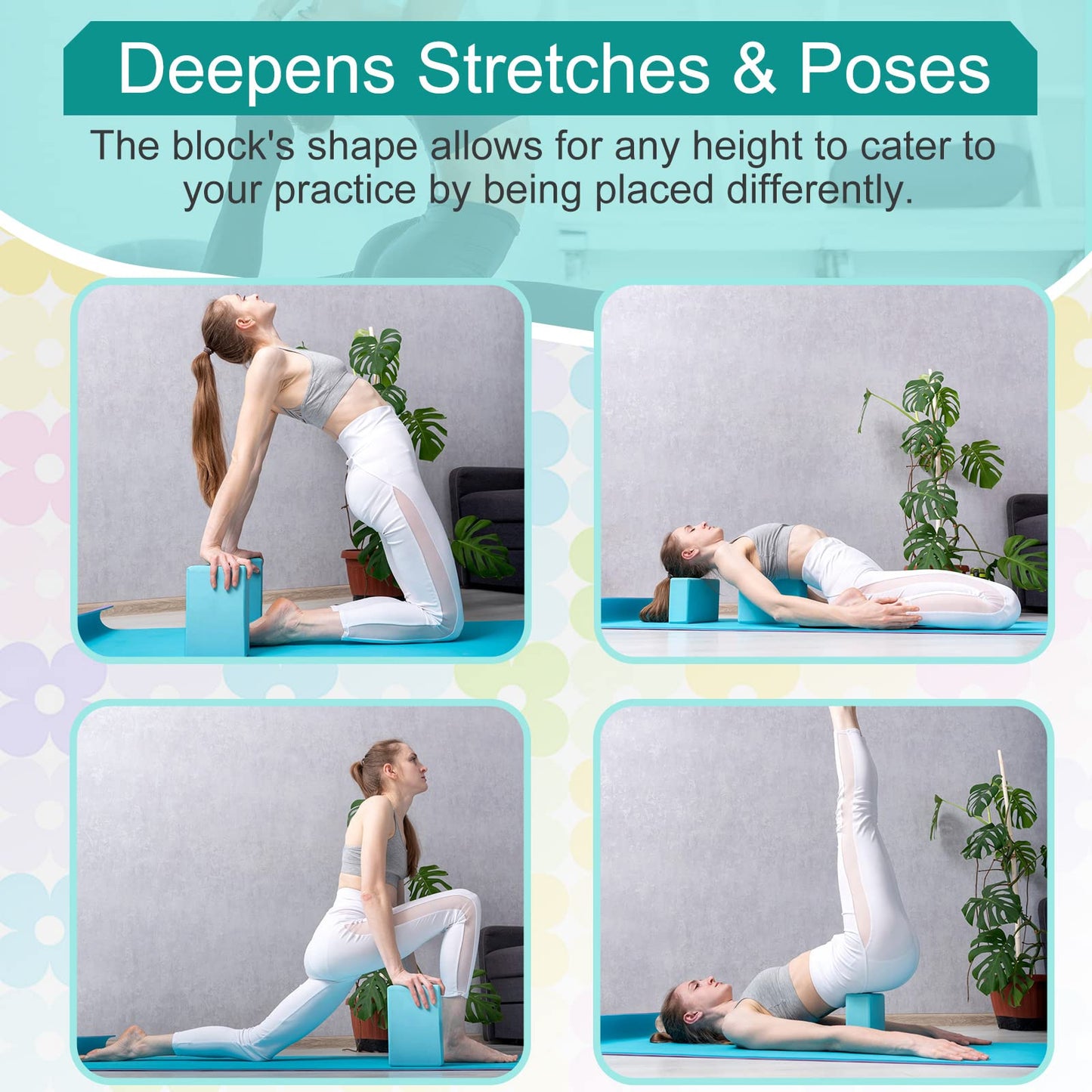 Meooeck 18 Pcs Yoga Blocks and Strap Set Include 12 EVA Foam Yoga Blocks Bulk 9"x6"x3" with 6 Adjustable 8 ft Straps D Ring Non Slip Props for Stretching Pilates Workout Studio Home Gym(Multicolor)