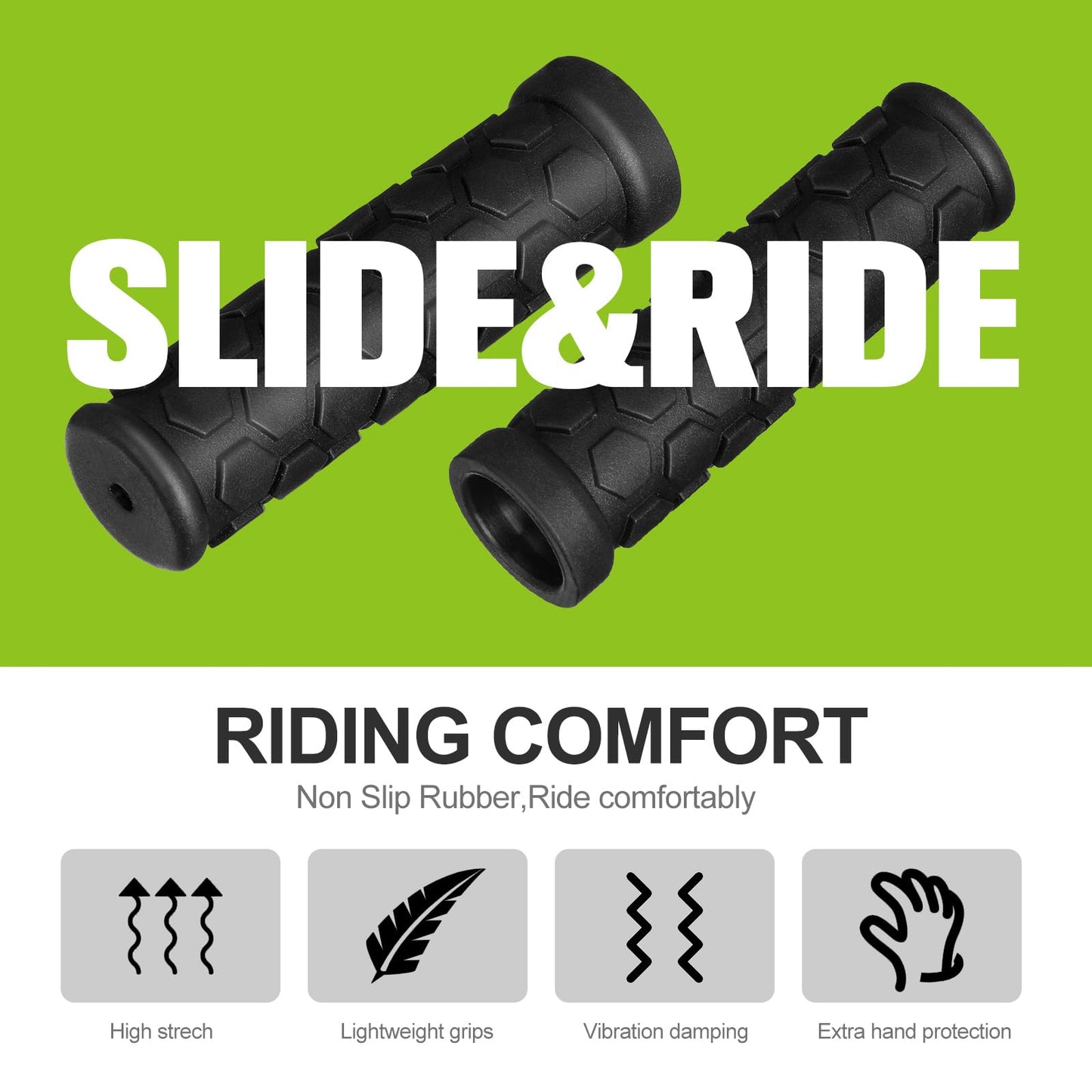 48 Pcs Bike Handle Grips Black Replacement Non Slip Rubber Bicycle Handlebar Grips Tricycle Wheelchair Mountain Bike BMX MTB(Hexagon Style)