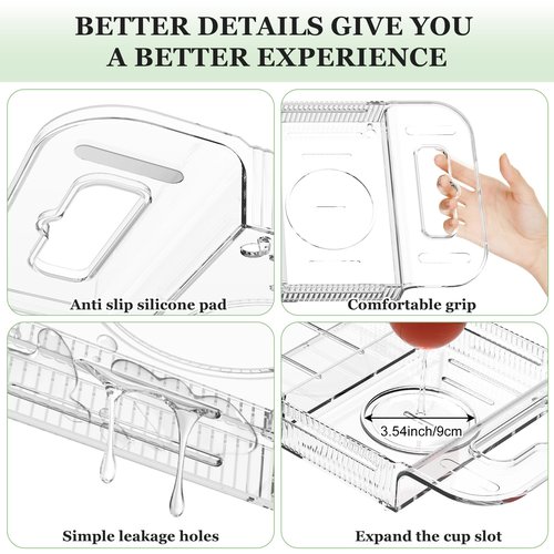 Expandable Drain Bath Caddy Tray for Tub, YOCOMEY Multifunctional Acrylic Bathtub Tray Bathroom Organizer, Simple Bathtub Table Trays Storage Rack for Candle Towel Book Wine Phone Shower(Clear)