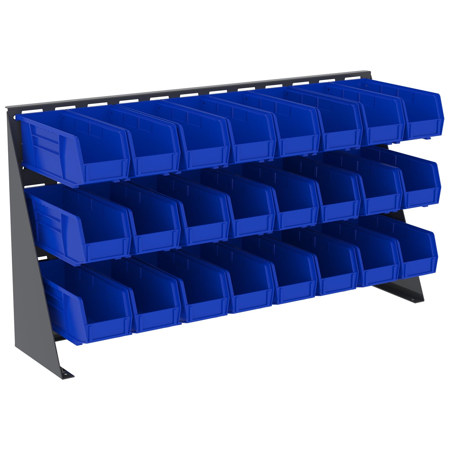 Akro-Mils 98636 Heavy Duty Steel Louvered Panel Standing Work Bench Storage Rack Garage Organizer for Mounting AkroBin Storage Bins, 36-Inch L x 8-Inch W x 20-Inch H, Grey