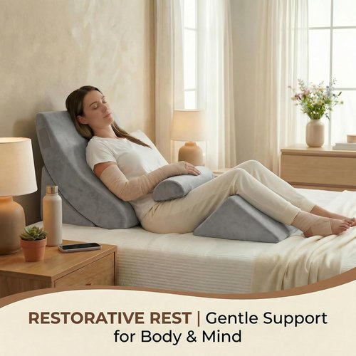 Axelrod Orthopedic Bed Wedge Pillow Set - 4PCS Adjustable Foam for Back, Neck & Leg Pain Relief | Grey