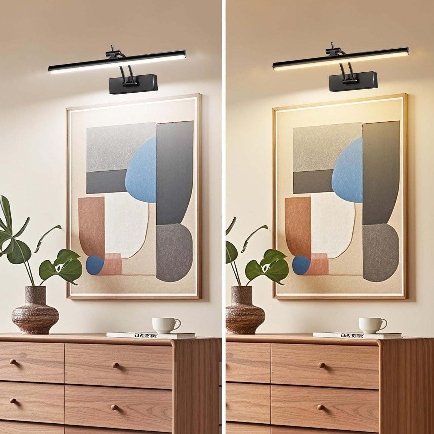 Yuichoy Picture Lights - 12 Inch Wireless Art Lighting with Remote | Dimmable Battery Operated, Black