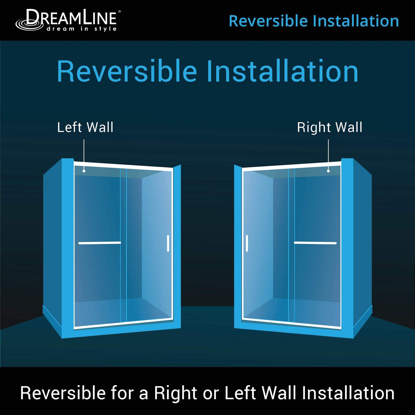 DreamLine Infinity-Z Semi-Frameless Sliding Shower Door | For openings from 44" up to 48" | Clear Glass in Chrome | SHDR-0948720-01