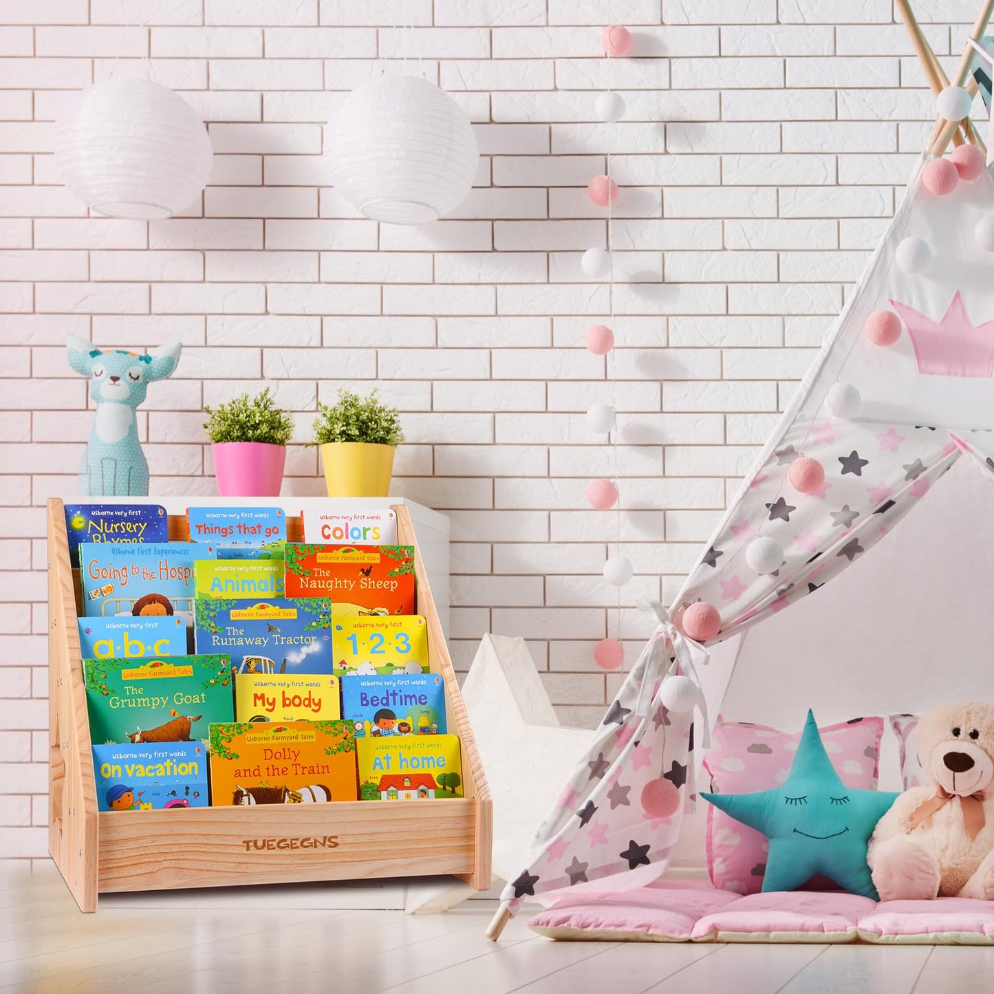 TUEGEGNS Montessori Bookshelf,Toddler Bookshelf for Kids,Organize Your Little One's Reading Adventure with Our Bookshelf - Perfect for Kids!(Wood)