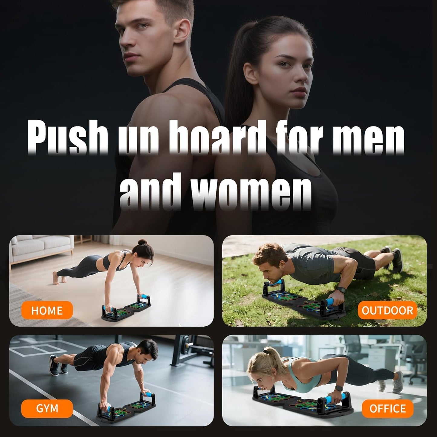 Push Up Board for Men - 15-in-1 Foldable Pushup Board with Push Up Bar, Handles & Bands, Portable Home Gym & Workout Equipment for Chest Exercise, for Teen Boys 16-18 & Gym Lovers