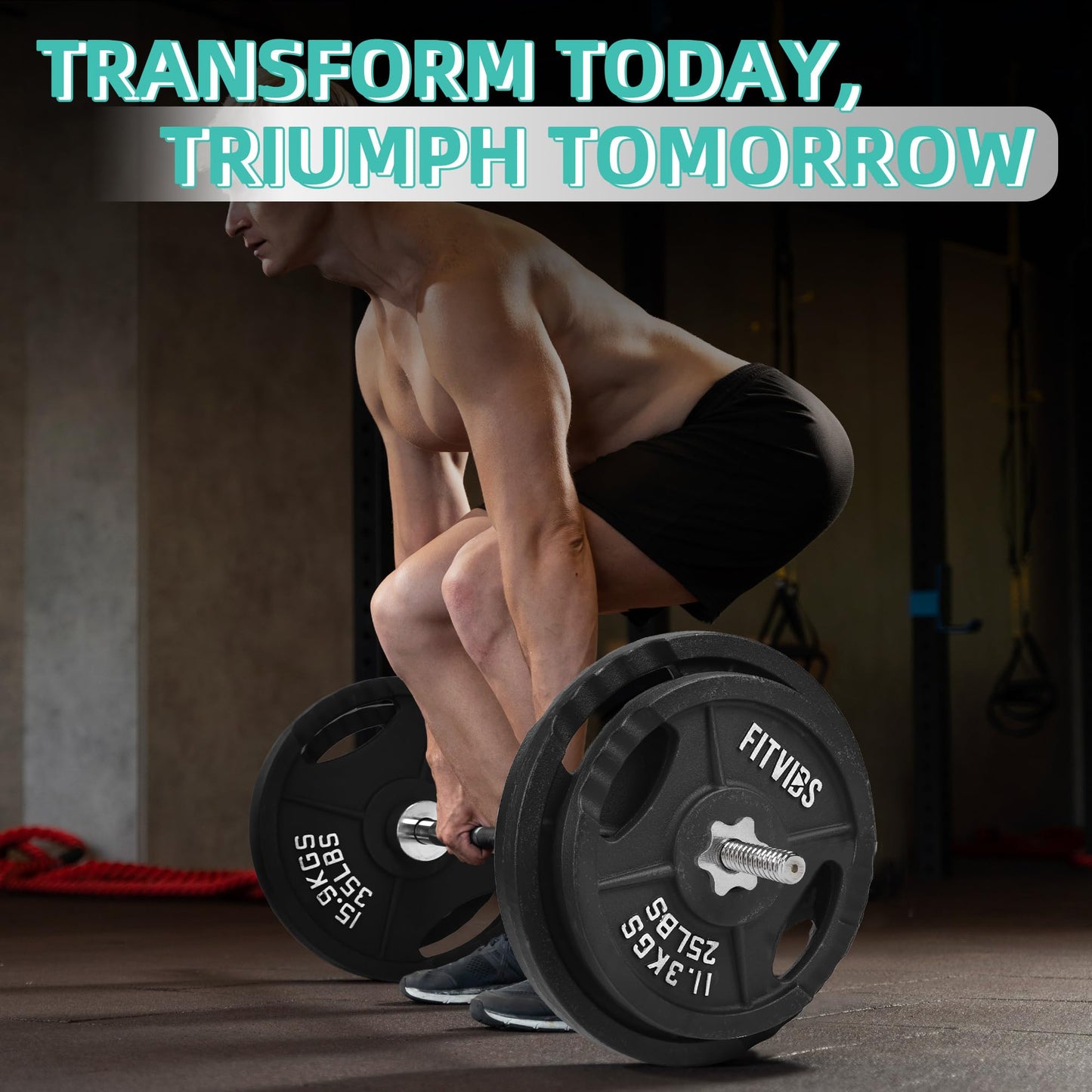 Fitvids 1 Inch Standard Barbell Weight Plates and Bar Set, 5 FT Barbell Bar and 35 LB(2.5-10 LB) Barbell Weight Set for Home Gym Strength Training, Double-grip Design