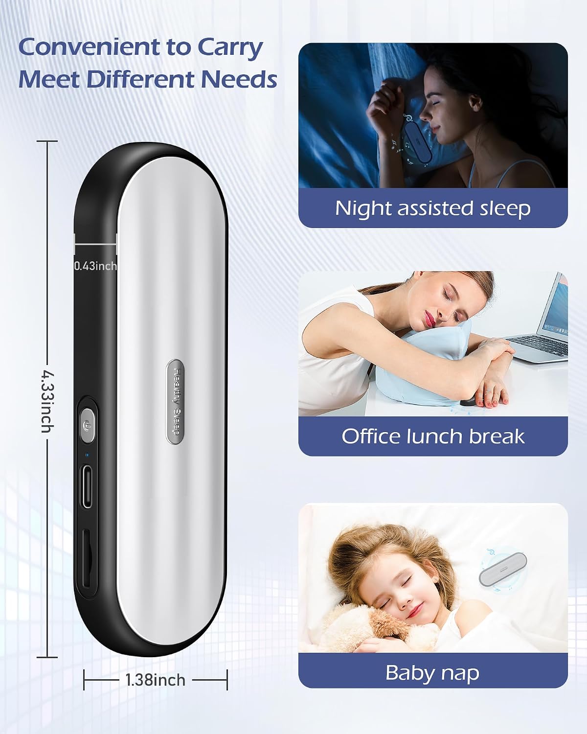 20-Hour Under Pillow Bluetooth Speaker for Sleep: Private Bone Conduction Portable Speaker with White Noise - Battery