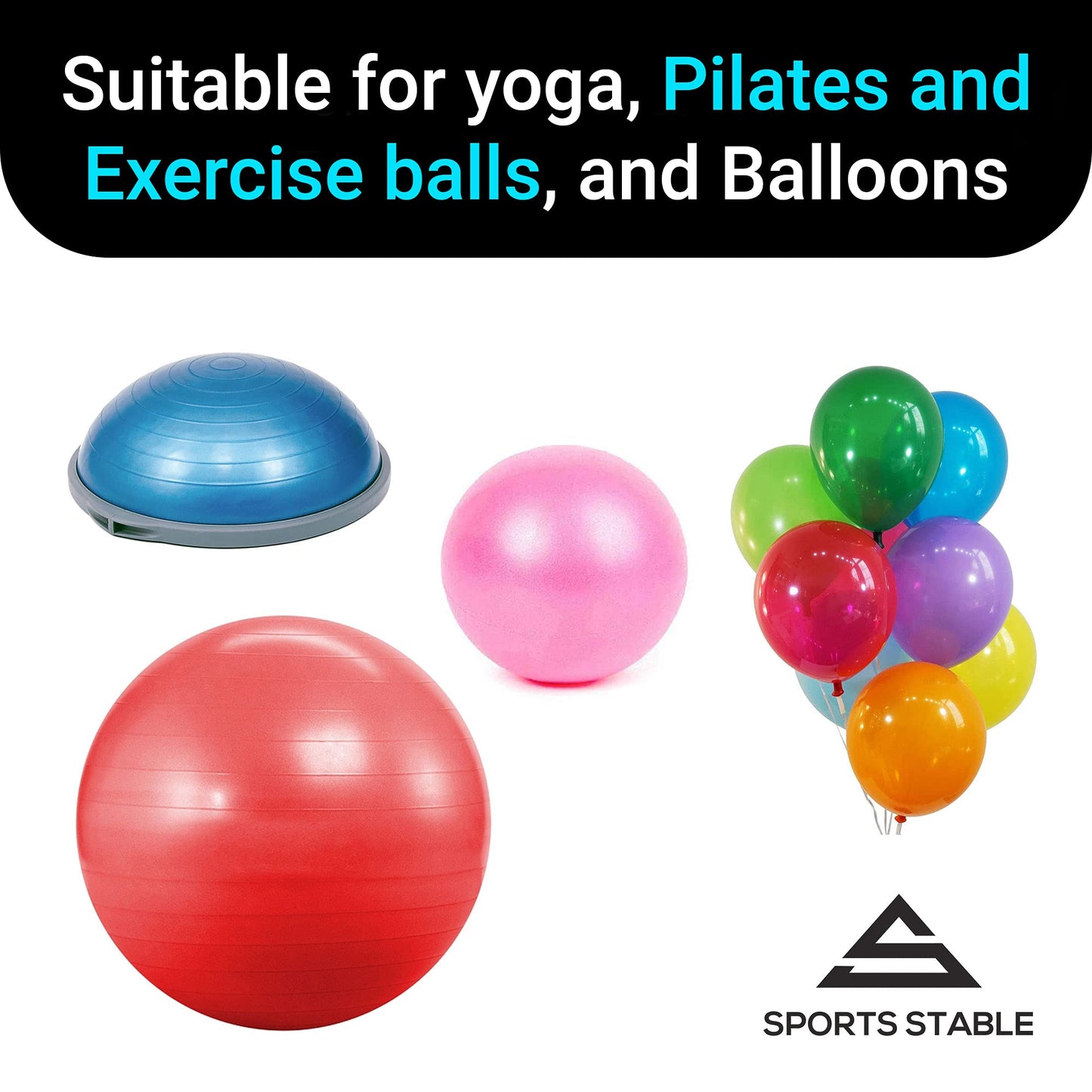 Sports Stable Dual Action Exercise Ball Pump – Inflates on Push & Pull – Manual Air Pump for Yoga, Swiss & Stability Balls, Pool Inflatables & Party Balloons