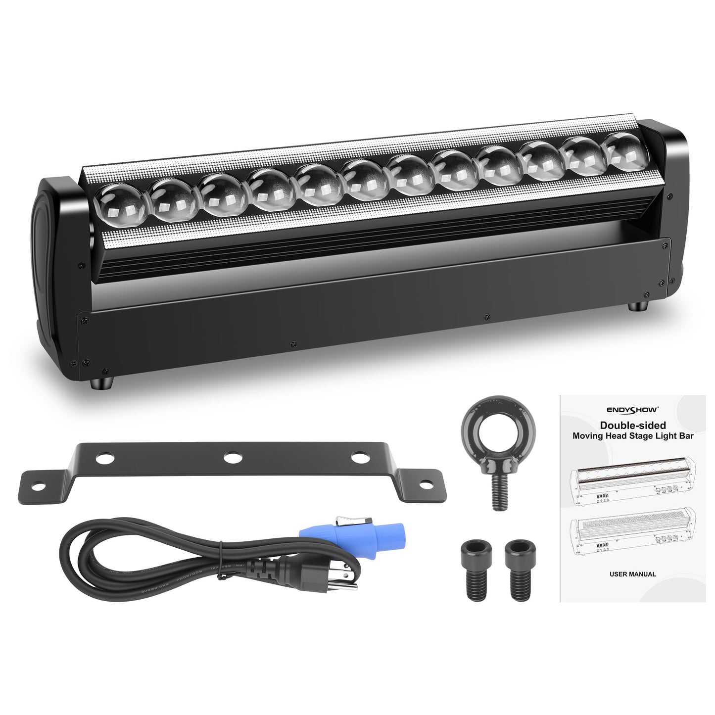 ENDYSHOW Moving Head DJ Light Bar,250W 4IN1 RGBW Wash&Strobe Light Bar 360° Double-Sided Moving Head Stage Lights with DMX512/Sound/RDM Professional DJ Uplights for Party Wedding Band Gig Disco 1Pack