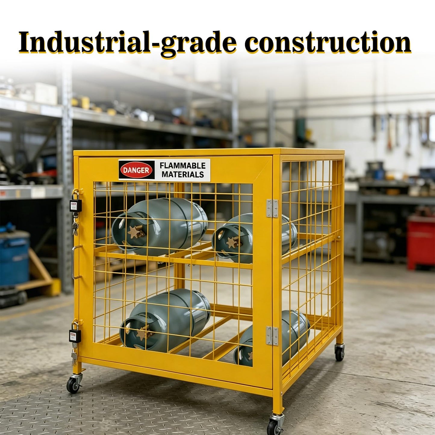 WHBDDM Tank StorageCabinet,30x30x38 inch HorizontalCylinder Storage Cabinet, Gas CylinderCabinet with Yellow Powder CoatFinish