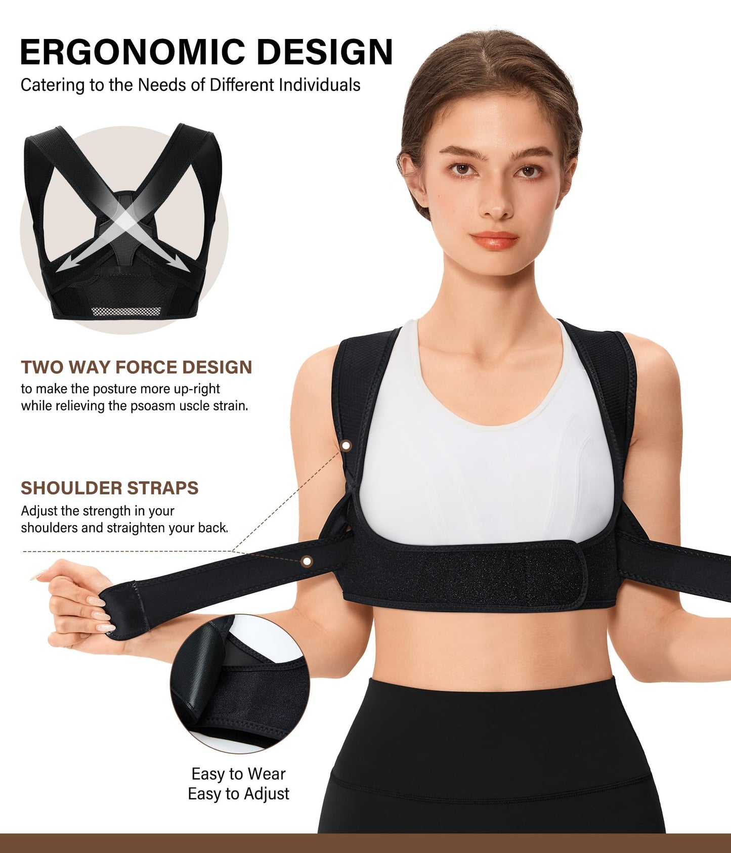 URSEXYLY Posture Corrector for Women Breathable Back Brace For Posture Adjustable Back Straightener Support for Neck Shoulder Clavicle and Upper Back Pain Relief(2XL/3XL,Black)