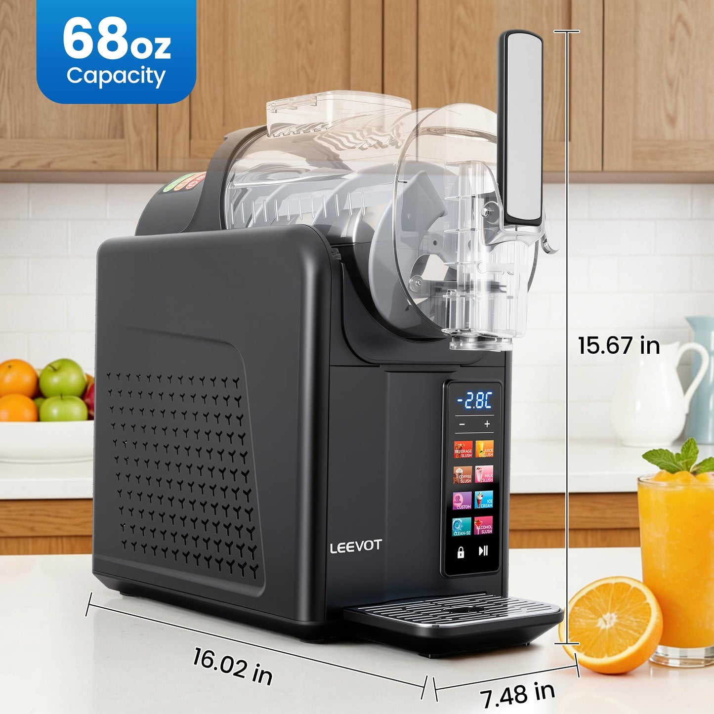 LEEVOT Slushie Machine & Soft Serve Ice Cream Maker 2 in 1, Frozen Drink Machine with Quicool Technology, 6 Presets, Child Lock, Self-Cleaning, Margarita Slush Daiquiri Machine for Home, 120V 60HZ
