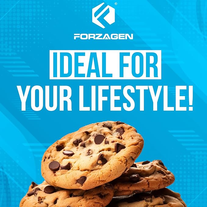 Forzagen Vegan Protein Cookies - Chocolate Chip Flavor | Low Carb Treats, Healthy Snacks, No Artificial Sweeteners and Trans Fat | Plant Based Vegan Snack,10g of Protein per Serving | 3-Pack