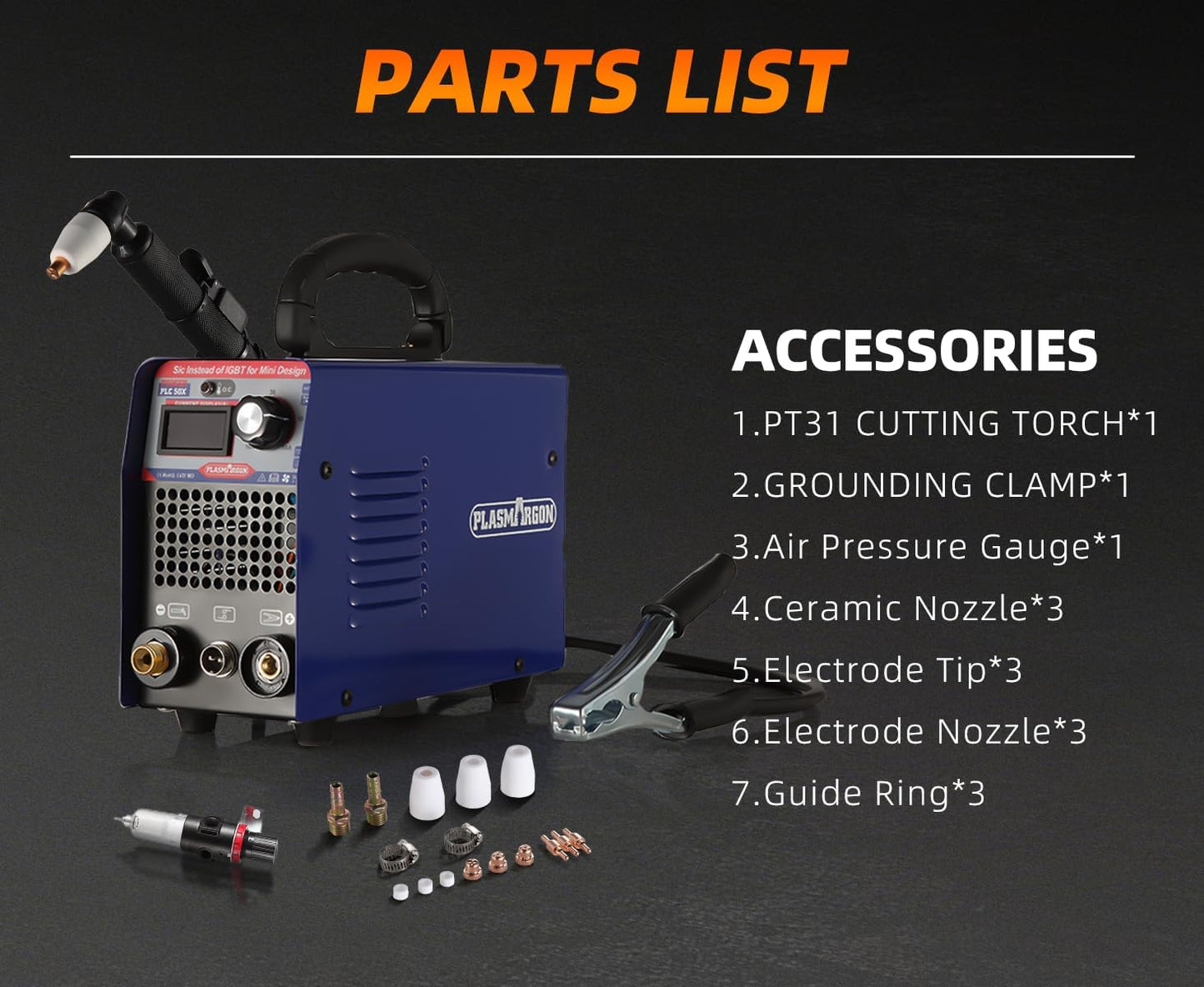 PLASMARGON CUT50 Plasma Cutter Machine,50Amp Dual Voltage 110V/220V IGBT Inverter 1/2 Inch Clean Cuts Portable Air Plasma Cutting Machine,LED Digital Display Fit DIY Friendly