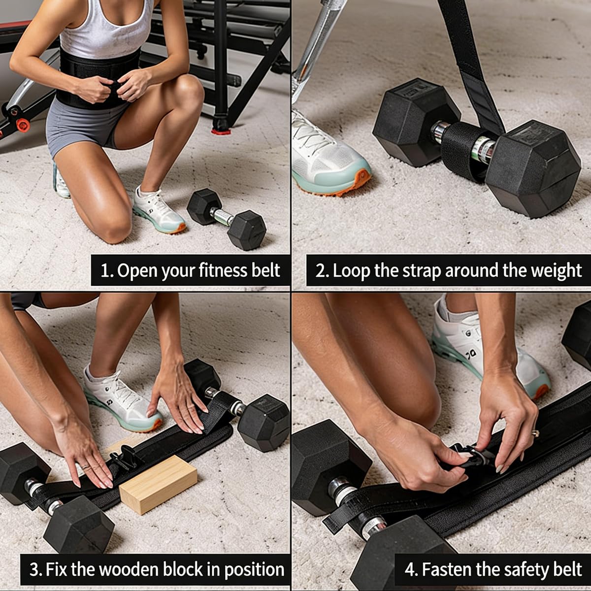 Hip Thrust Dumbbell Holder Belt: Wide Padded Support Belt for Barbell/Dumbbell/Kettlebell for Home Workouts, Adjustable Strap Non-Slip Safety Comfort Squats & Strength Exercises