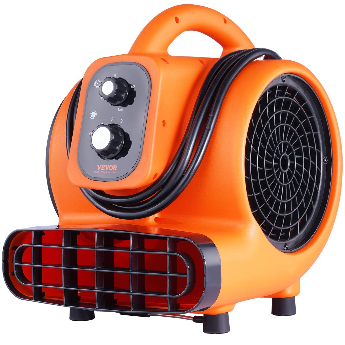 VEVOR Air Mover, 1/4 HP 1000 CFM Carpet Dryer for Cooling and Ventilating, Portable Floor Blower Fan with 4 Blowing Angles and Time Function, for Janitorial, Home, Commercial Use