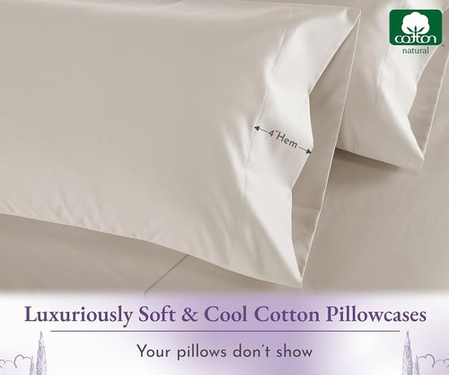 California Design Den Pillow Cases - Set of 2 Queen Size, 1000 Thread Count Soft 100% Cotton - Beige