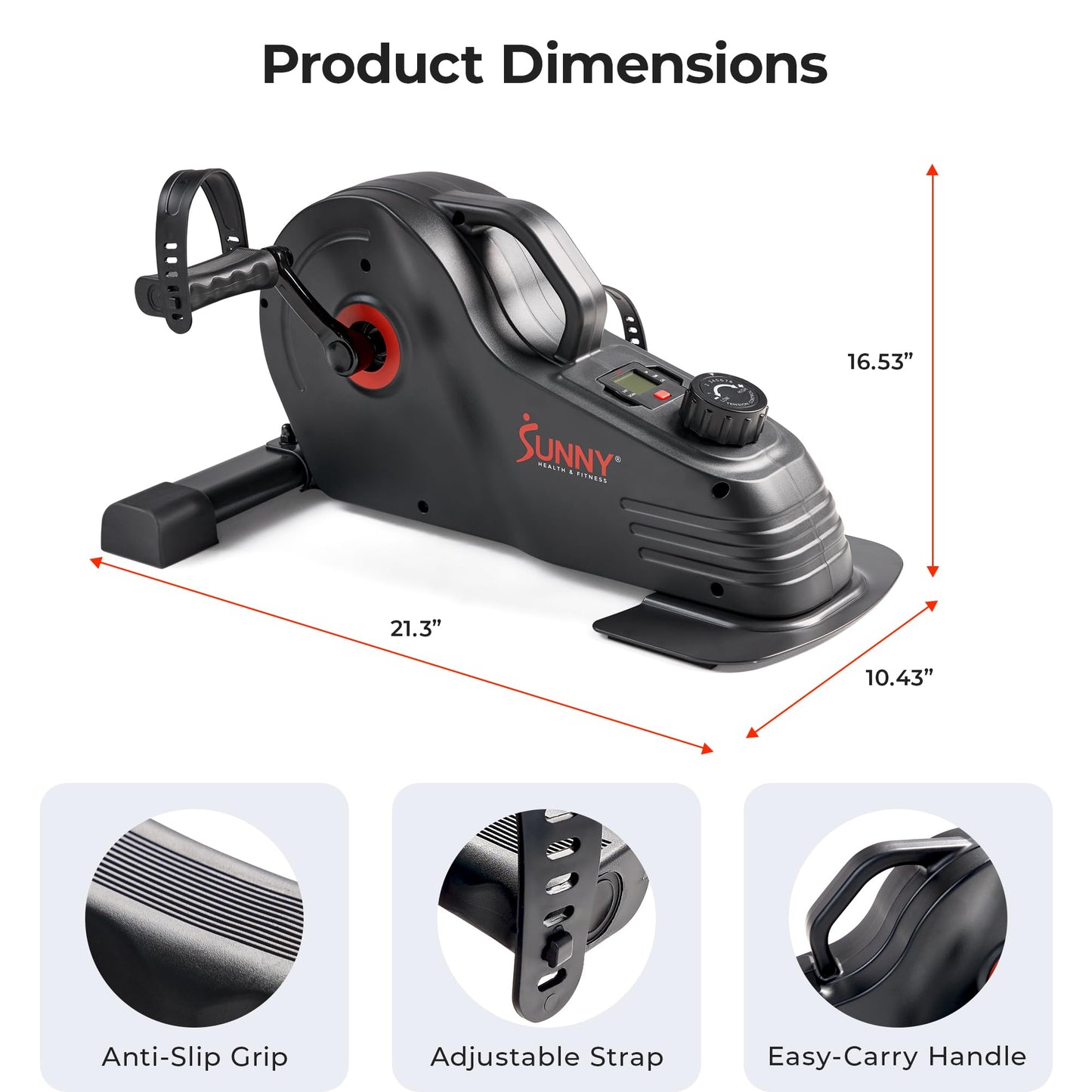 Sunny Health & Fitness Dual-Function Under-Desk Mini Bike, Portable Cardio Peddler in Home & Office, Indoor Arm / Leg Cycle Machine, Pedal Exerciser for Seniors, Free SunnyFit App Bluetooth Connection