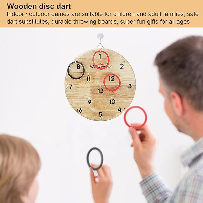 Ring Toss Game,Indoor Outdoor for Kids Adults Family,Fun Tailgate or Hangs on Wall,Exciting Gift Idea, Safe & Durable Design,Includes 13 Metal Hooks and 14 Rubber Rings