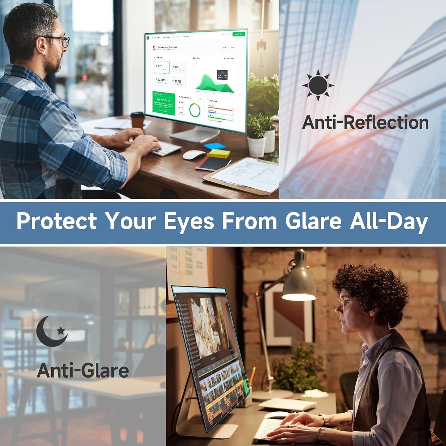 34 Inch 21:9 34'' Monitor Blue Light Filter Desktop Screen Protector, Anti Glare Film Eye Protection Blue Light