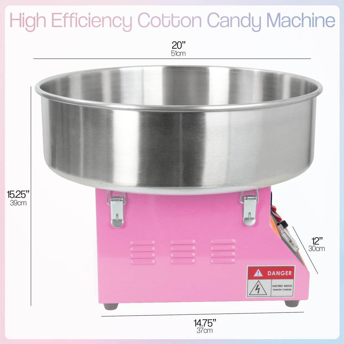 VIVO Pink 1030W Electric Cotton Candy Machine, Commercial Candy Floss Maker, 20 inch Stainless Steel Bowl with Sugar Scoop, Easy Home Use, CANDY-V001