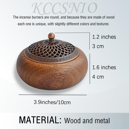 Acacia Wood Incense Burner for Cones & Coils, with Sticks Holder - 3-in-1, Zen Meditation Yoga Home Room Decor