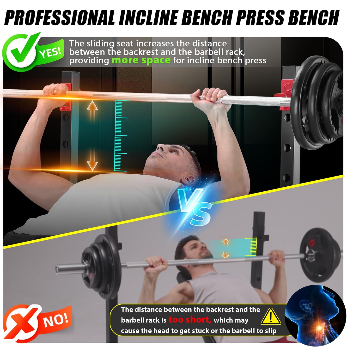 OPPSDECOR 900LBS Weight Bench Set with Squat Rack Foldable Bench Press Set with Leg Extension & Leg Curl Professional Flat/Incline/Decline Workout Bench for Home Gym Full Body Exercise
