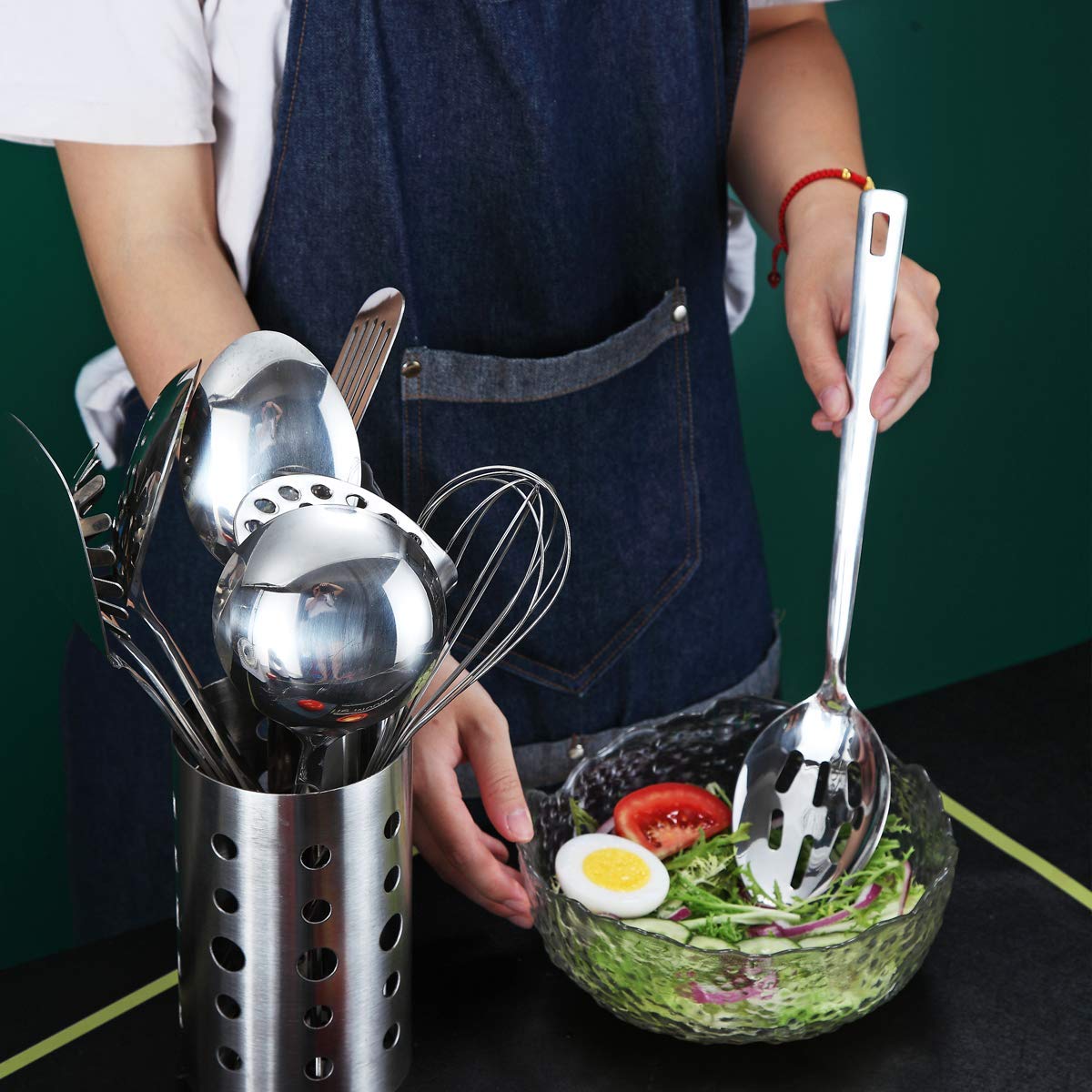 Berglander Stainless Steel Slotted and Basting Spoon, Heat Resistant, Non-Stick, Dishwasher Safe, Easy to Clean