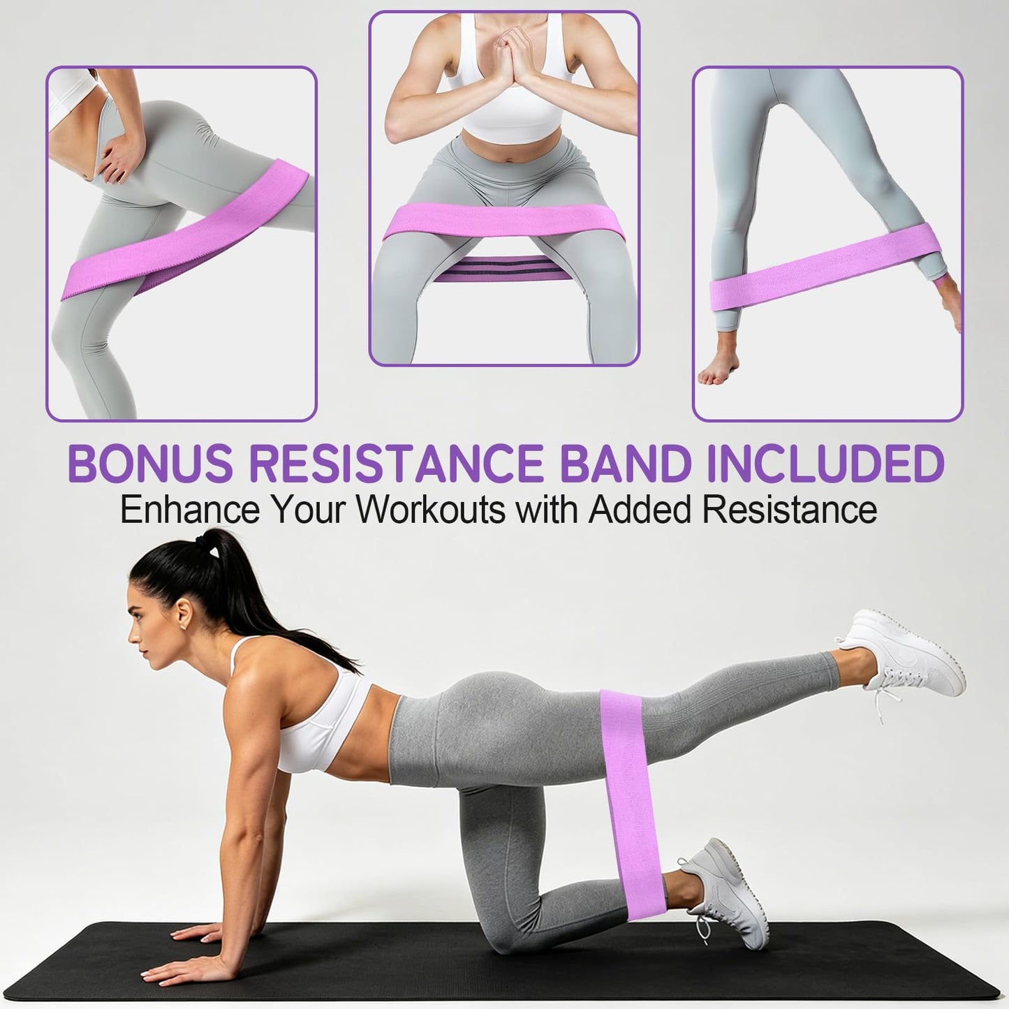 Pelvic Floor Exercise Devices 77 lb Adjustable Kegel Inner Thigh Exerciser and Hip Trainer Workout Equipment for Home Postpartum Recovery Women Men, with Band, Purple