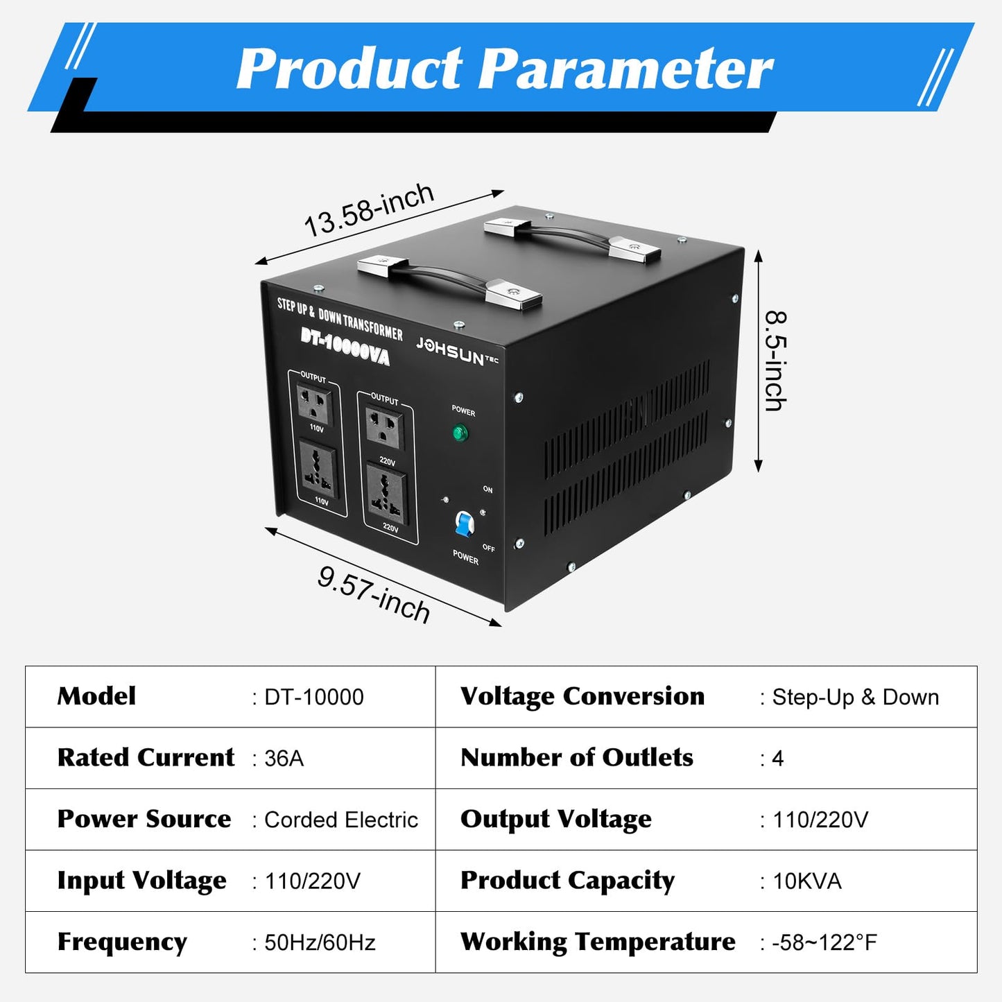 Futchoy ST-10000 Heavy Duty Voltage Transformer Voltage Converter 110V to 220V Step Up/Down Transformer Voltage Converter