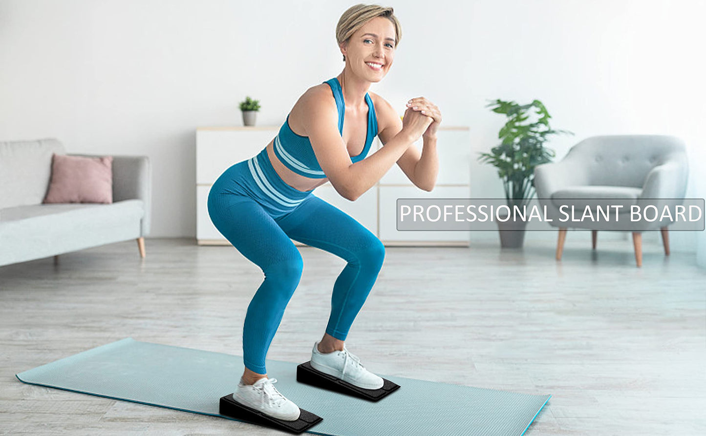 Yesland 3 Pcs Slant Board for Calf Stretching, 5 Adjustable Angles Foot Stretcher Incline Board, Non-Slip Foam Squat Wedge for Physical Therapy, Home Exercise
