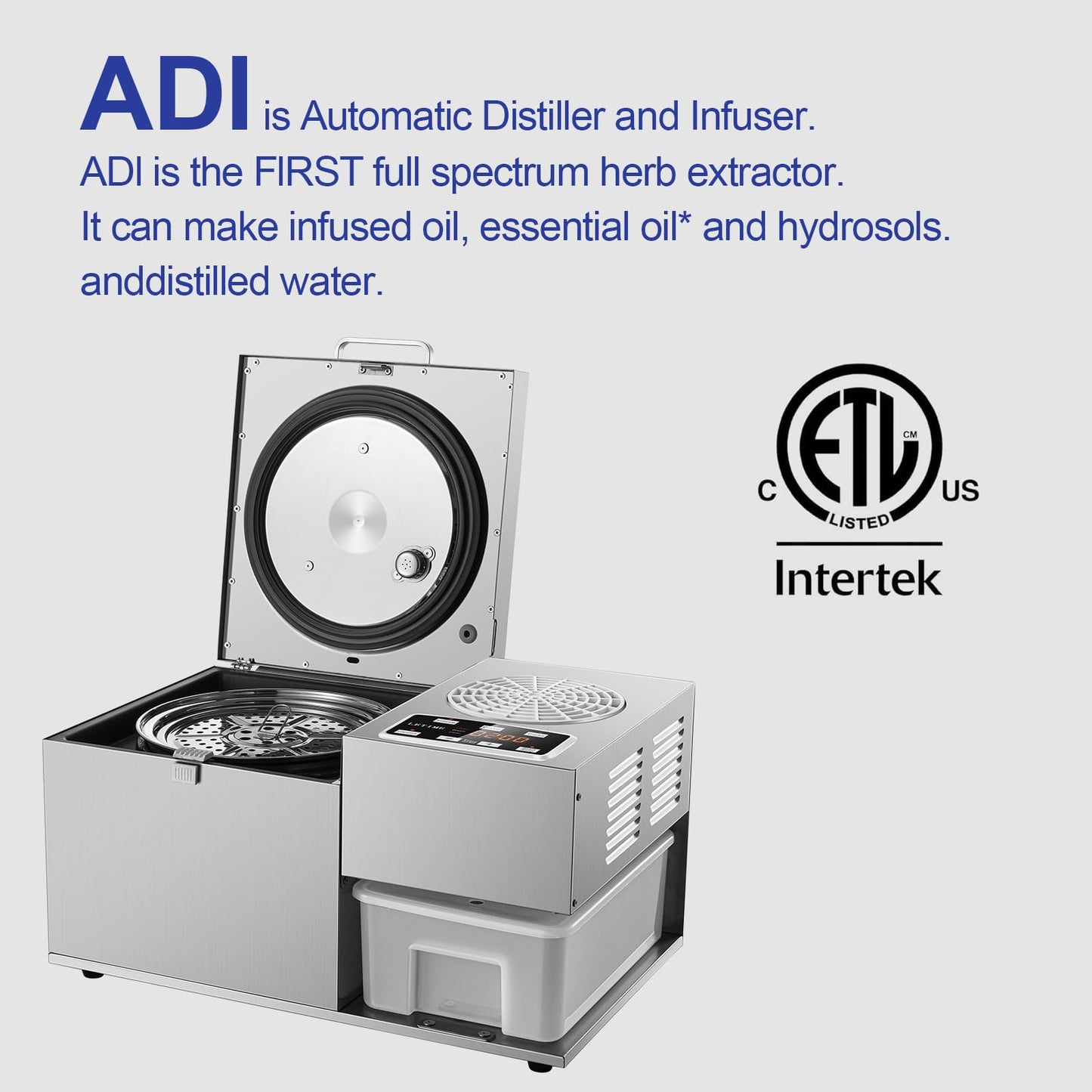 LETIME ADI 4L Automatic Herbal Extractor, Infuser and Distiller in One, Water Distiller for Home, Essential Oil Distiller, Herbal Oil Infusion Machine, Hydrosol Maker