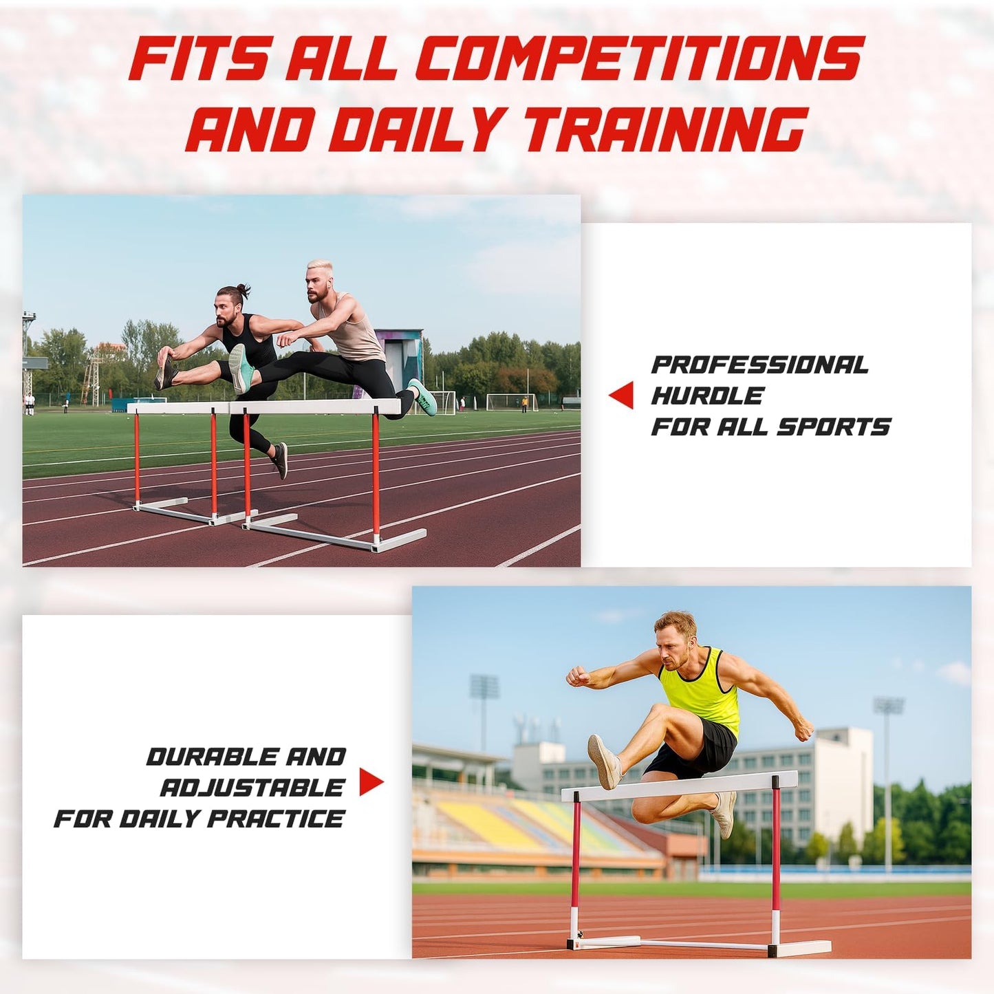 DRKSBESTO Adjustable Track and Field Hurdles Height Sports Training Hurdle with Counterweight Heavy Duty Track and Field Equipment Practice Training from 30 to 42 Inch for Athletes Adults(2 pcs)