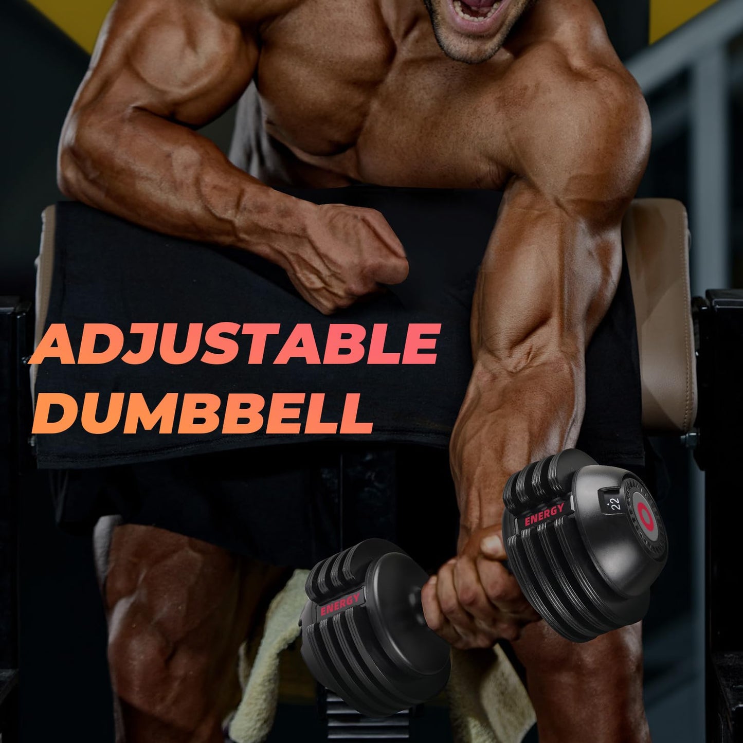 Adjustable Dumbbell Set: 22LBS/52LBS Dumbbell Set with Tray for Fitness, Fast Adjust Weight by Turning Anti-Slip Handle, Suitable for Men and Women
