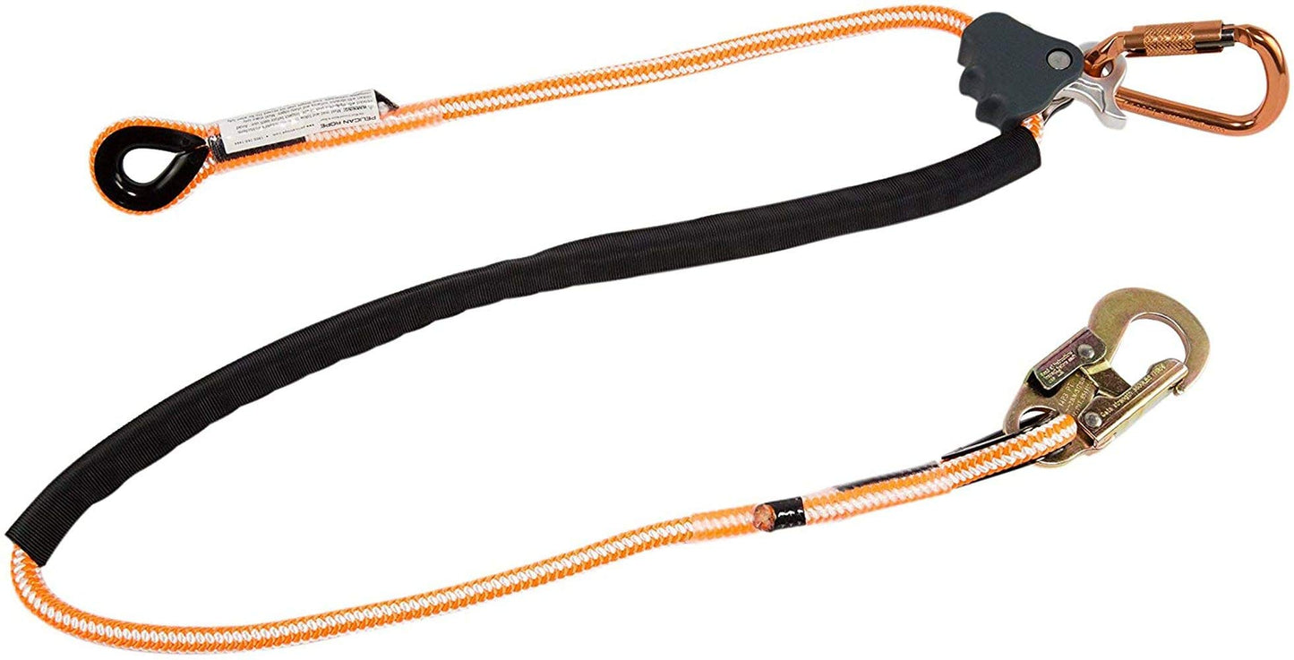 ProClimb Arborist Lanyard by Pelican Rope – 1/2 in x 12 ft Polyester, Steel Snap Hook, Adjustable, High Visibility, ANSI/OSHA Certified for Work Positioning, Made in The USA