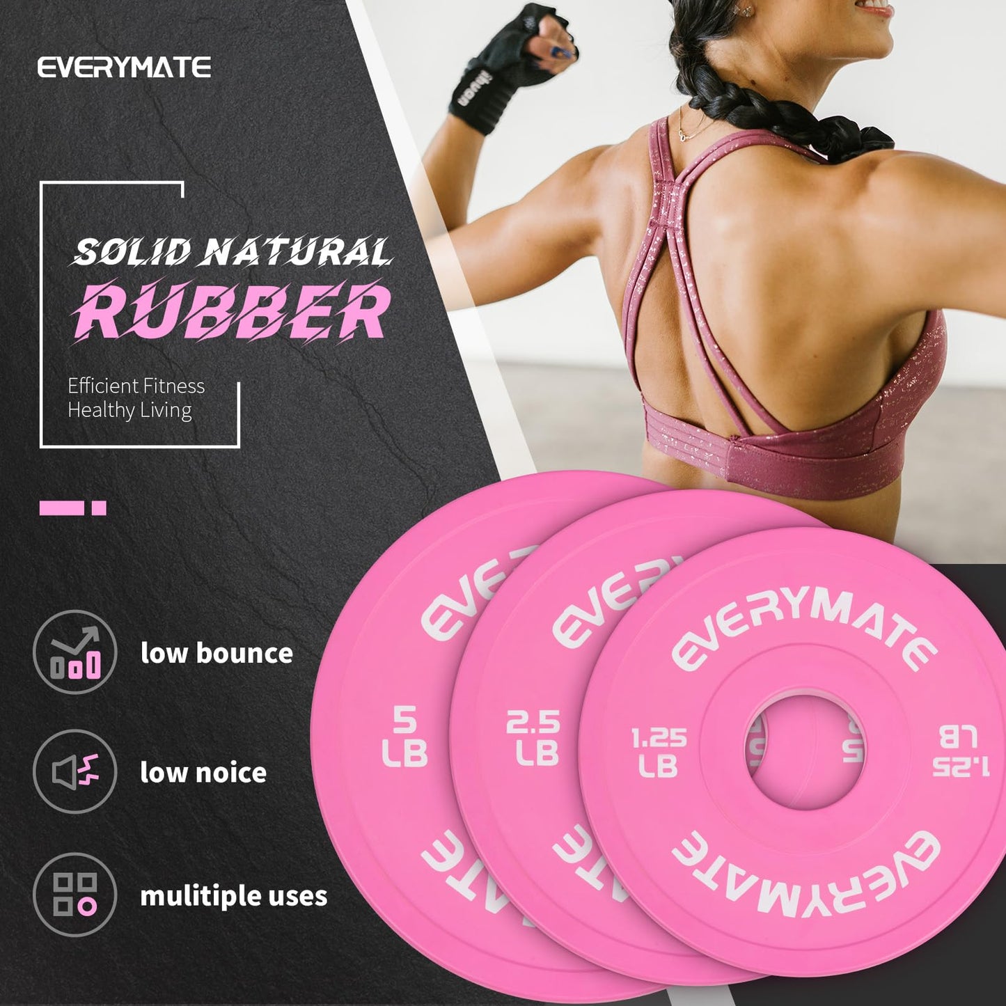 EVERYMATE Change Weight Plates 1.25LB 2.5LB 5LB Set Fractional Plate Olympic Bumper Plates for Cross Training Bumper Weight Plates Steel Insert