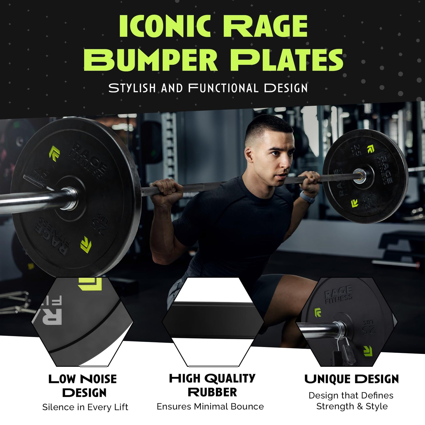 Olympic Bumper Plates, Rubber Formula With Steel Insert (10lb, 15lb, 25lb, 35lb, 45lb - SOLD INDIVIDUALLY), Olympic Weight Plates for Strength Training, Bench Press, Squats, Powerlifting