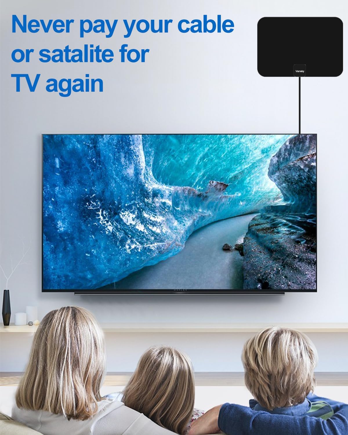 Vansky 1080p 16.5ft TV Antenna Indoor, Digital Amplified Indoor HDTV Antenna, VHF UHF Television Local Channels