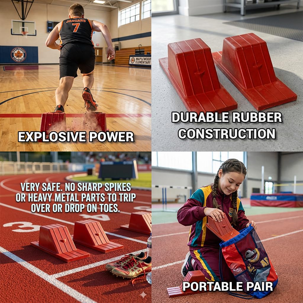 Amber Athletic Gear Rubber Starting Blocks Track & Field Indoor Starting Block (1 Pair)