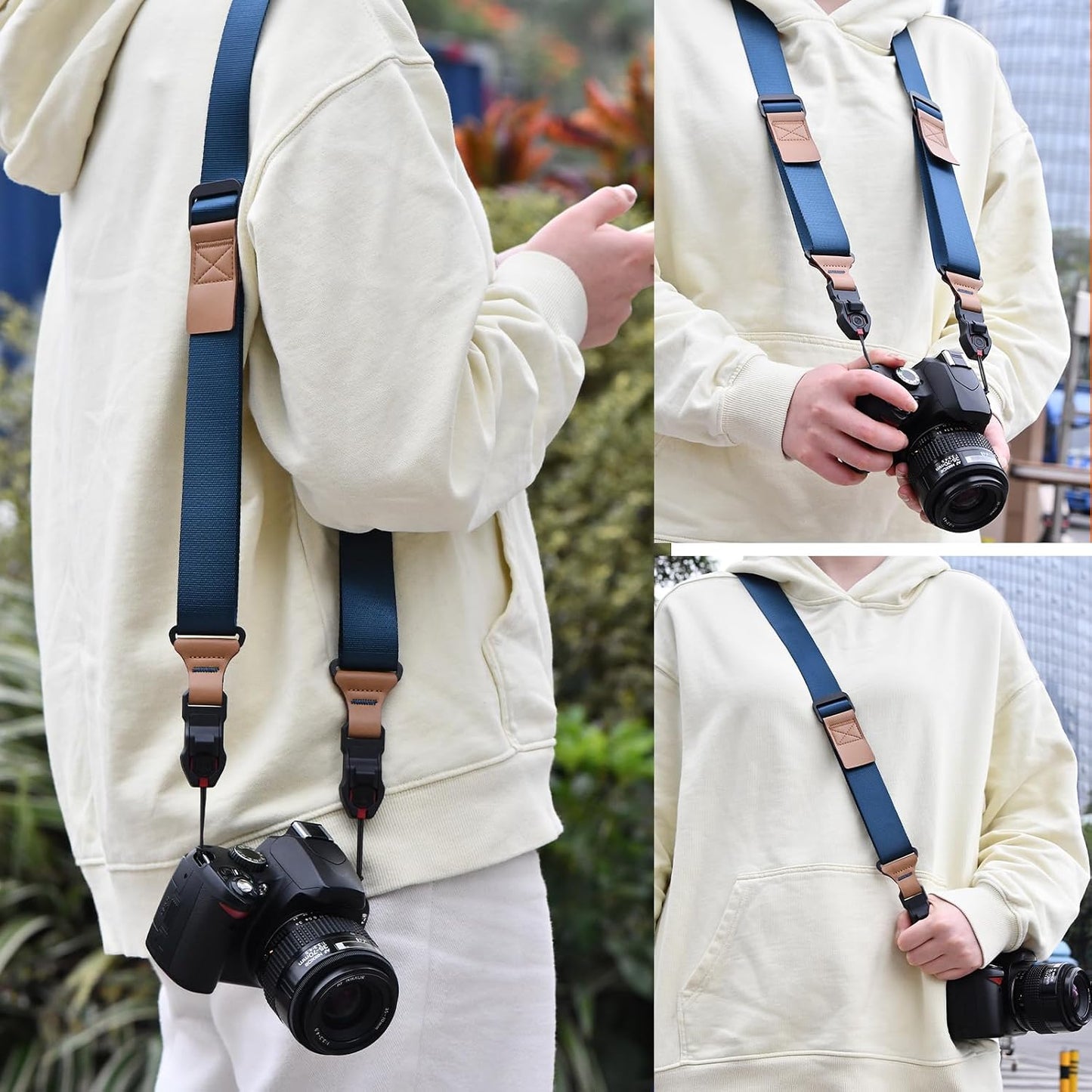1.73 inch 198 lbs Quick Release Camera Strap - Compatible for Peak Design Buckle Wide Adjustable Length Load Capacity