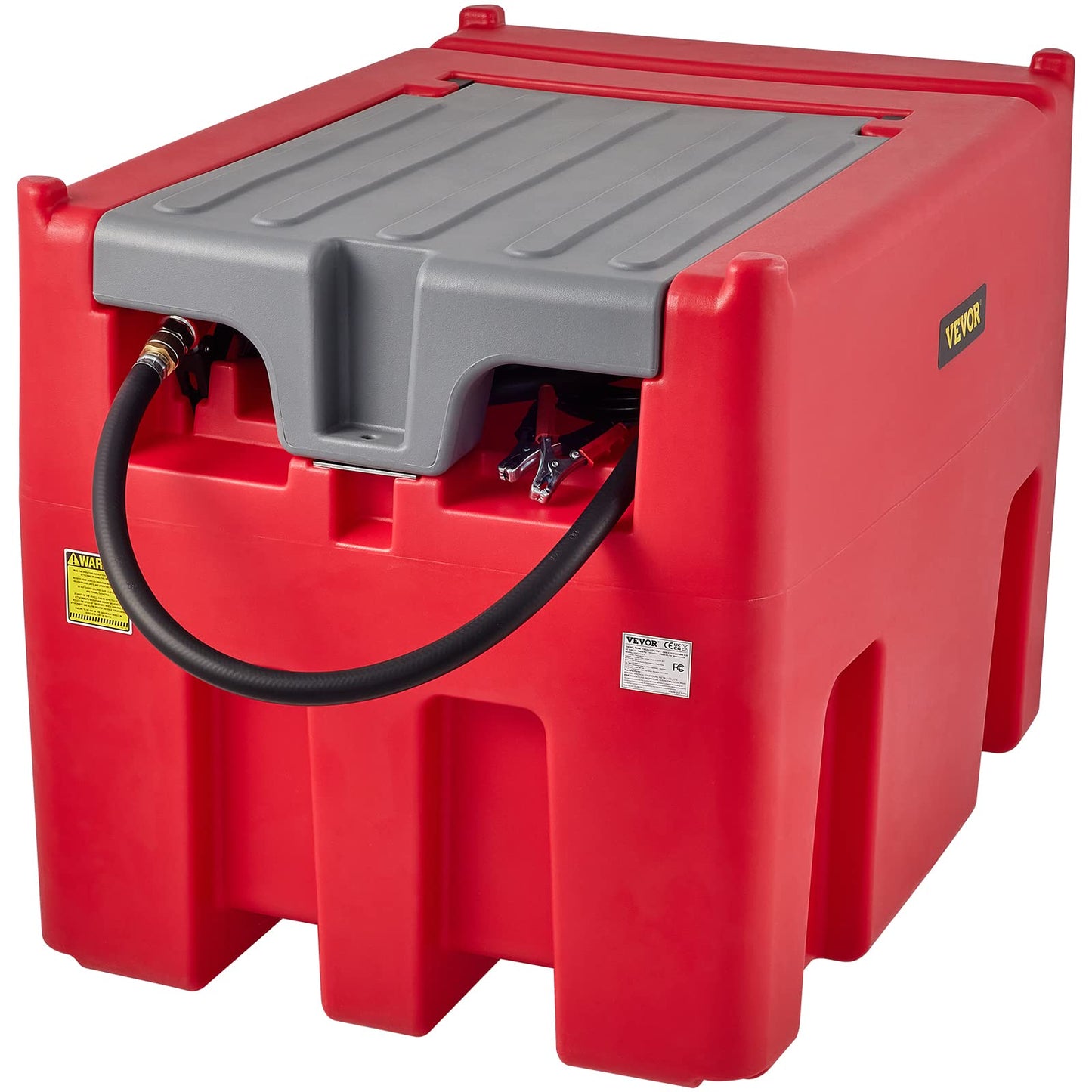 VEVOR Portable Diesel Tank, 116 Gallon Capacity & 10 GPM Flow Rate, Diesel Fuel Tank with 12V Electric Transfer Pump and 13.1ft Rubber Hose, PE Diesel Transfer Tank for Easy Fuel Transportation, Red