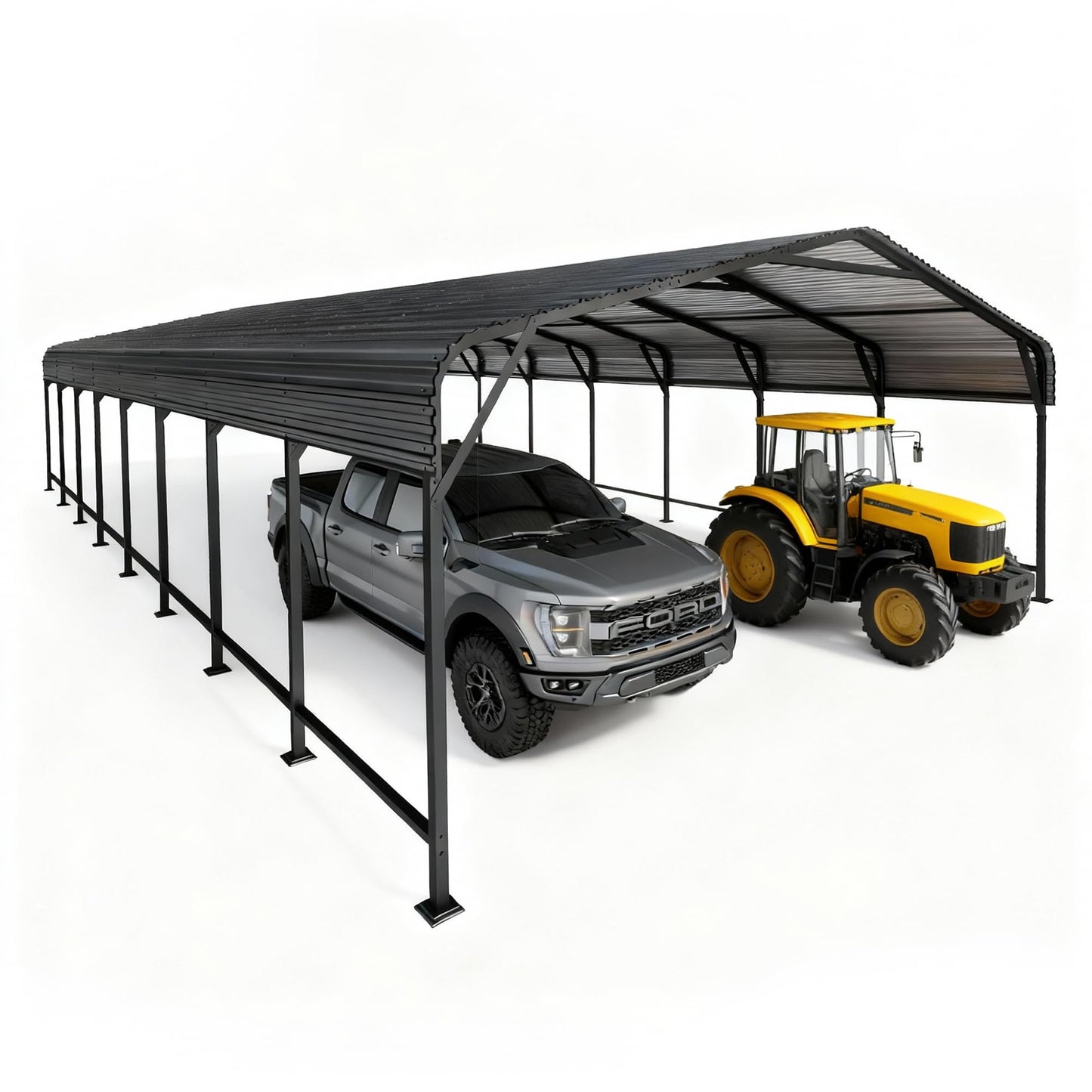 PABIMIA 20x40 Heavy-Duty Metal Carport, Galvanized Steel Shelter for Pickup Trucks, Boats, Cars & Tractors, All Weather Protection Outdoor Vehicle Cover