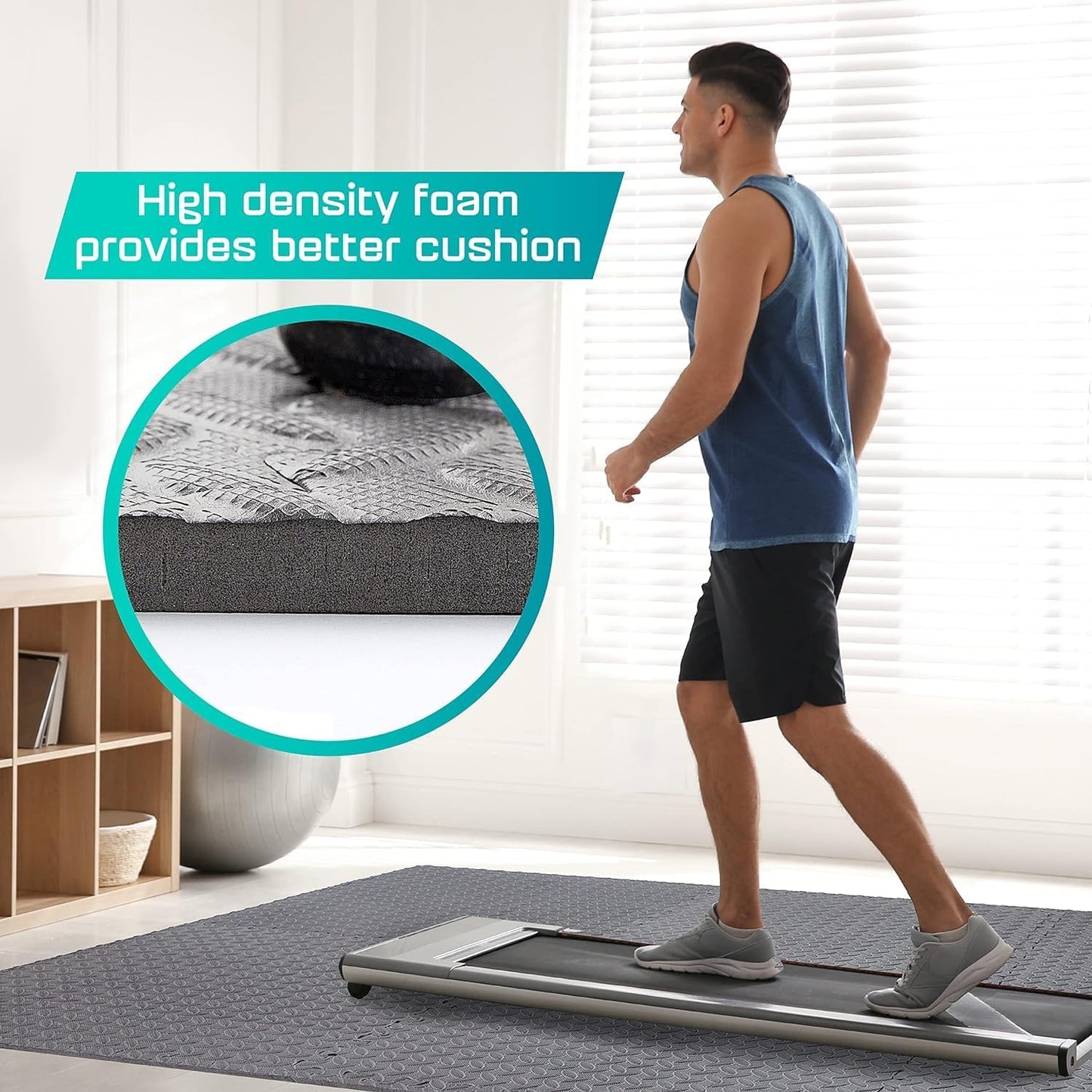 Yes4All Interlocking Exercise Foam Mats with Border – Interlocking Floor Mats for Gym Equipment – Eva Interlocking Floor Tiles - 36 Square Feet (36 Tiles) - Black