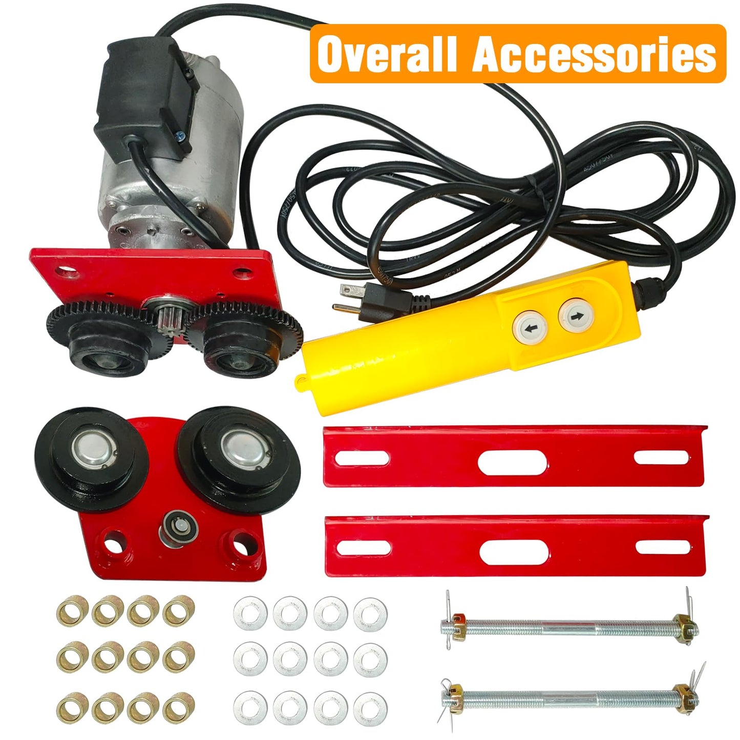 Bigorenda 1100LB Electric Trolley for Power Hoist,2.68-4.33" Adjustable Beam Flange Width for Straight Curved I Beam Trolley,for PA200-PA500 Hoists Push Geared Overhead Heavy Duty Wheel,for Warehouses