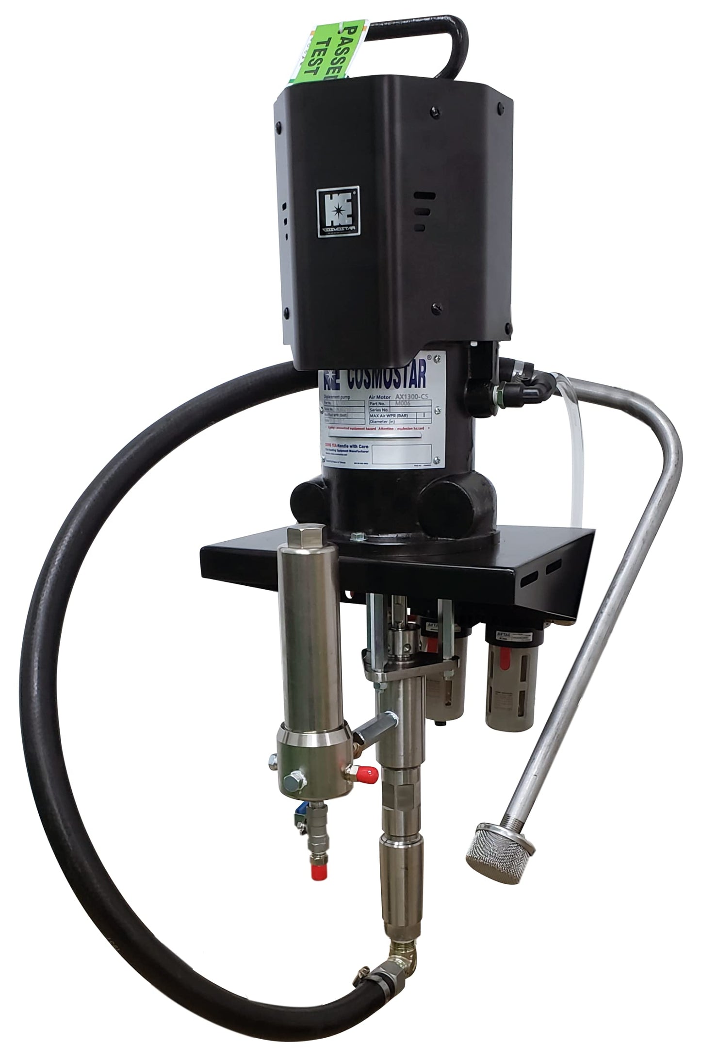 Cosmostar AX1300 30:1 Pneumatic Airless Sprayer, Max Fluid Working Pressure 3600 PSI, High Efficiency Paint Spray, Powerful Machines for Protective coatings. Wall Mount Set with Gun,Tip, & Hose