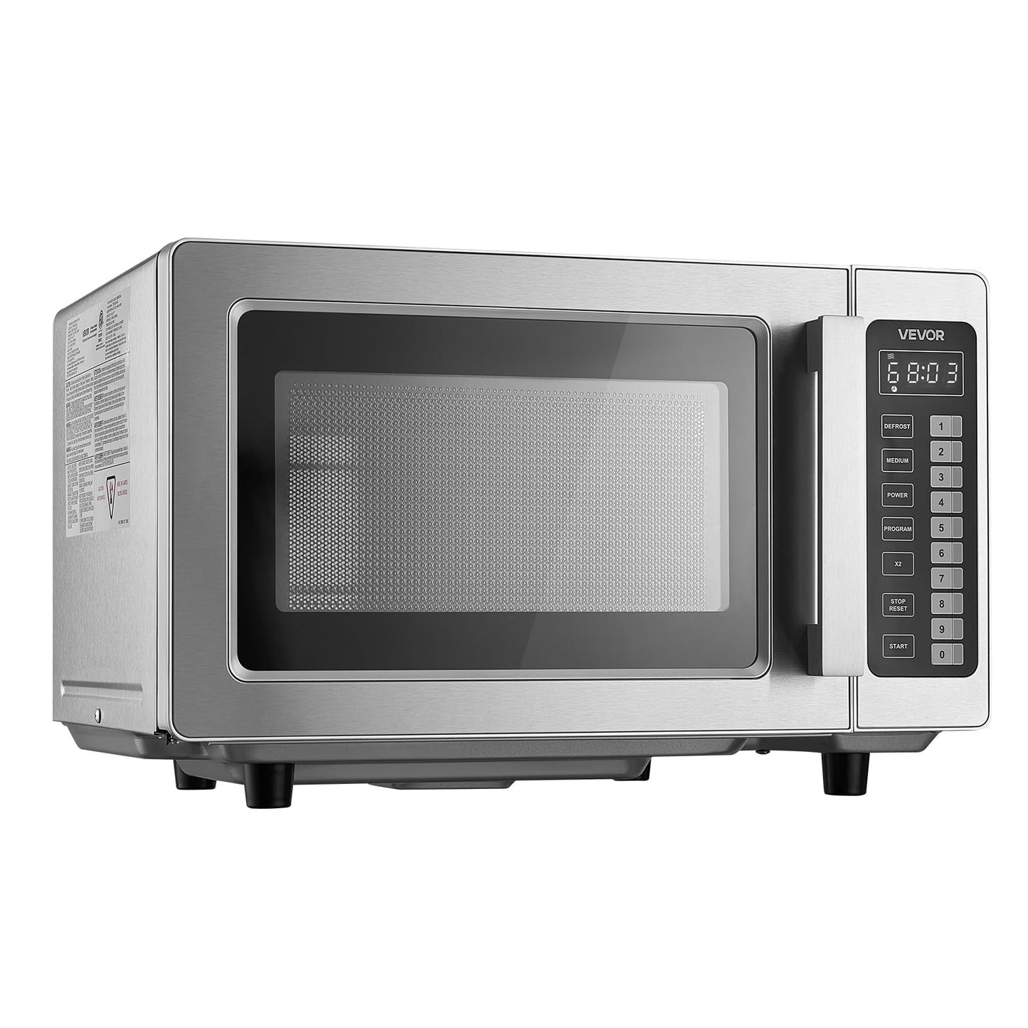 VEVOR Commercial Microwave Oven, 0.9 Cu Ft, 1000W Digital Stainless Steel Countertop Microwave Oven with Touchscreen, 10 Cooking Presets, 5 Power Levels, Multi-Lock Door & Easy Clean for Restaurants