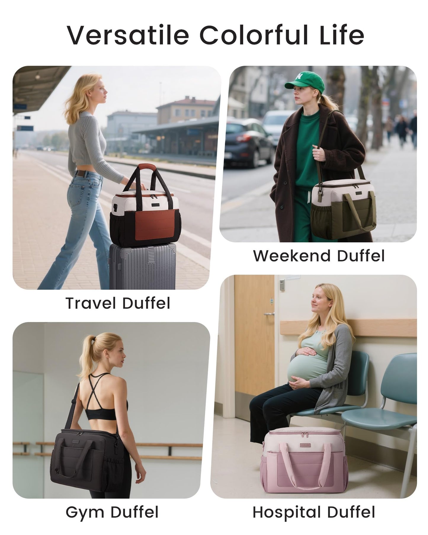 LOVEVOOK Small Gym Bag for Women & Men with Wet Pocket,26L Cute Waterproof Womens Gym Bag Travel Duffel Bags Workout Bag,Convertible Carry on Bag Overnight Bags Personal Item Travel Bag (Been Green,L)