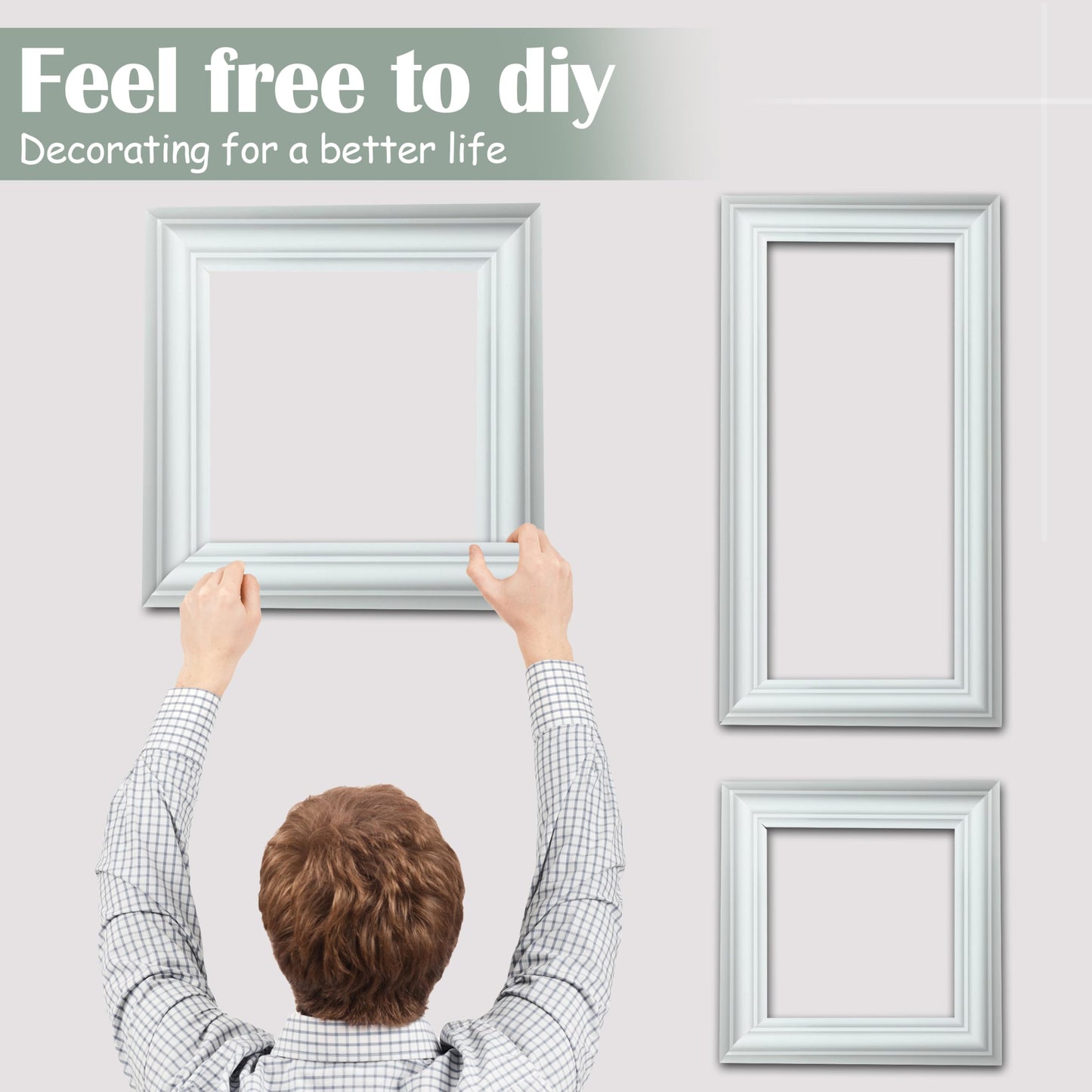 Sunnyglade 6 Frame Pre-Cut Wall Molding kit, Ready to Assemble Wainscoting Panels for Interior Wall Décor, Bedroom Living Room Office Accent Wall - Easy Installation with Glue (6)